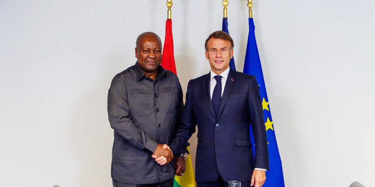 President John Dramani Mahama meets French President Emmanuel Macron in Paris during Ghana’s global health reform push under the Accra Reset Initiative