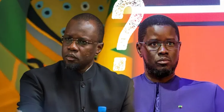 Senegalese President Bassirou Diomaye Faye and former Prime Minister Ousmane Sonko pictured side by side amid growing political uncertainty following the collapse of their ruling alliance