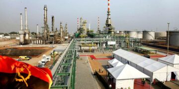 Cabinda oil refinery infrastructure in Angola during the launch of domestic fuel supply operations in May 2026
