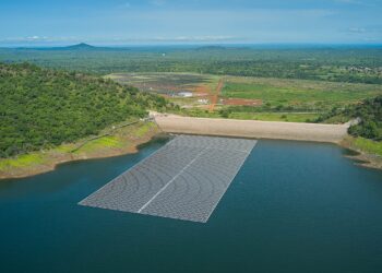 Floating solar power installation at Ghana's Bui Reservoir supporting renewable energy generation