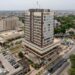 Aerial photograph of Cedi House, headquarters of the Ghana Stock Exchange in Accra, during Ghana’s 2026 stock market rally