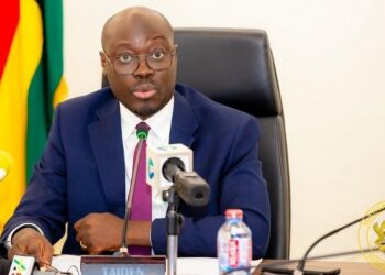 Ghana Finance Minister Cassiel Ato Forson speaks during a government briefing on economic reforms and IMF policy support in Accra