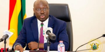 Ghana Finance Minister Cassiel Ato Forson speaks during a government briefing on economic reforms and IMF policy support in Accra