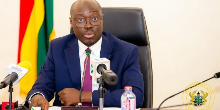 Ghana Finance Minister Cassiel Ato Forson speaks during a government briefing on economic reforms and IMF policy support in Accra