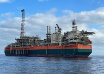 Offshore gas infrastructure at the Greater Tortue Ahmeyim LNG project near Senegal’s maritime border with Mauritania