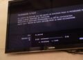 Television screen displaying a blocked France 24 broadcast following media restrictions imposed by Niger’s military-led government
