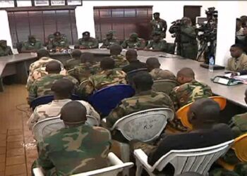 Nigerian military officers attend a court-martial session in Abuja during proceedings linked to an alleged coup plot investigation