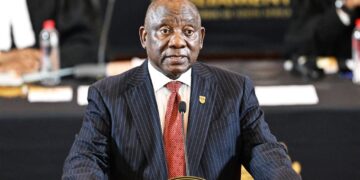 South African President Cyril Ramaphosa during an official appearance following a Constitutional Court ruling on the Phala Phala scandal
