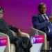 Nigerian President Bola Ahmed Tinubu and Gabonese President Brice Oligui Nguema participate in a panel discussion during the Africa CEO Forum in Kigali, Rwanda