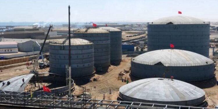 Fuel storage tanks and logistics infrastructure at Walvis Bay port in Namibia, proposed as a regional fuel distribution hub for Southern Africa