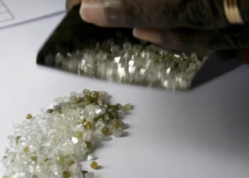 Rough diamonds displayed during sorting and inspection at a Zimbabwean diamond processing facility amid plans to expand national production