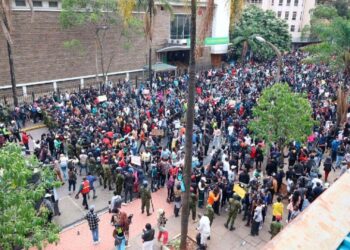Thousands of Gen-Z protesters outside Kenya's Parliament in Nairobi during anti-tax demonstrations in June 2024