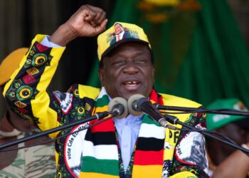 Zimbabwe President Emmerson Mnangagwa during a public appearance as lawmakers debate constitutional changes that could extend his tenure to 2030