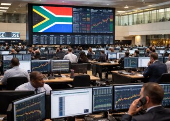 Traders monitor market data screens at an African stock exchange as investors assess the impact of higher energy prices and geopolitical risks on Sub-Saharan African economies