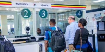 Arrival hall inside Entebbe International Airport in Uganda