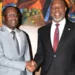 BEAC Governor Yvon Sana Bangui shakes hands with PAPSS Chief Executive Mike Ogbalu III in Yaoundé
