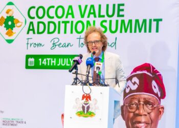 Senior officials and delegates stand during the Cocoa Value Addition Summit in Abuja