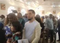 Dutch fugitive Jos Leijdekkers attending a church service in Tihun, Sierra Leone