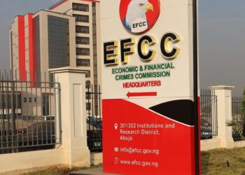 EFCC headquarters and entrance sign in Abuja, Nigeria