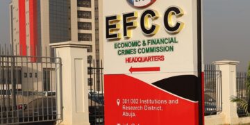 EFCC headquarters and entrance sign in Abuja, Nigeria