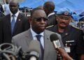 Former Senegalese President Macky Sall speaking to reporters during an official event