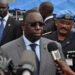 Former Senegalese President Macky Sall speaking to reporters during an official event