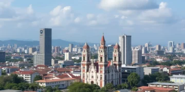 Panoramic view of Malabo, Equatorial Guinea, showing the capital’s buildings beneath an evening sky