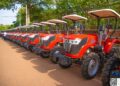 Rows of tractors displayed during Burkina Faso’s May 2025 agricultural mechanisation programme