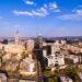Aerial view of office towers and streets in Sandton, Johannesburg’s financial district