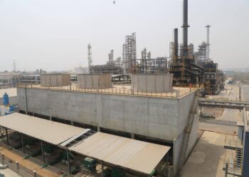 Processing towers and industrial units at Sentuo Oil Refinery in Tema, Ghana